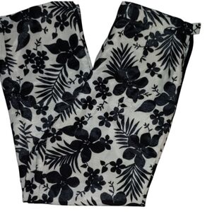 Victoria Holley vintage pants, soft and silky, black and white floral